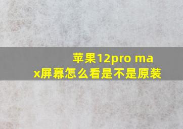 苹果12pro max屏幕怎么看是不是原装